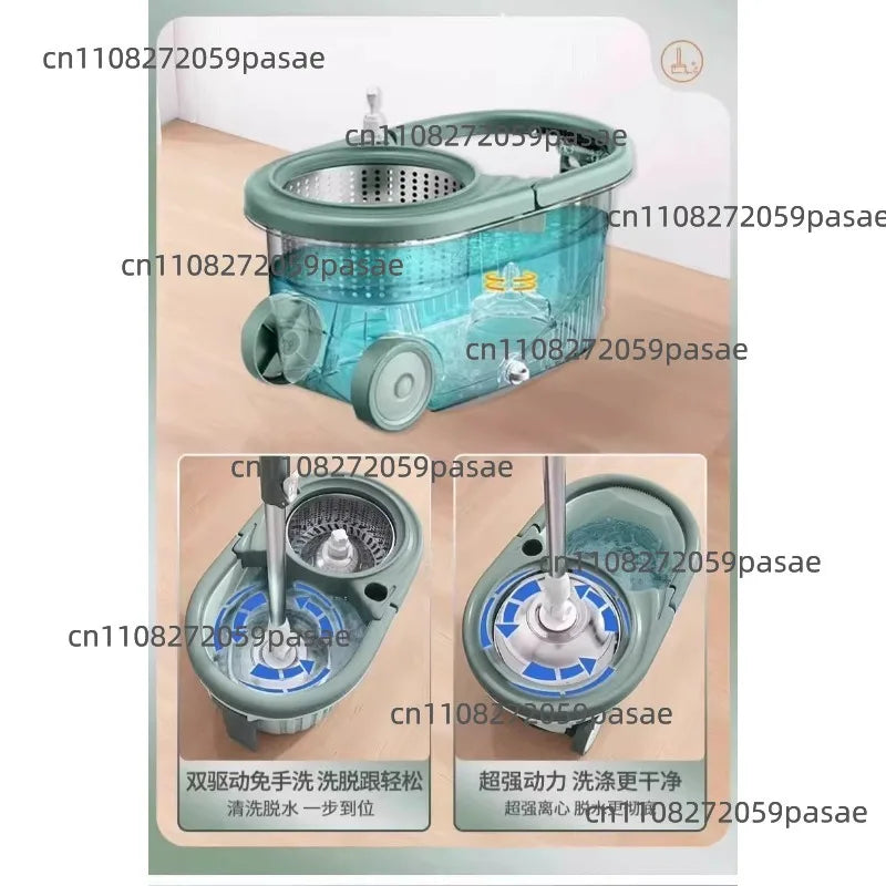 360° Spin Mop & Bucket Set – Stainless Steel Twist Wringer