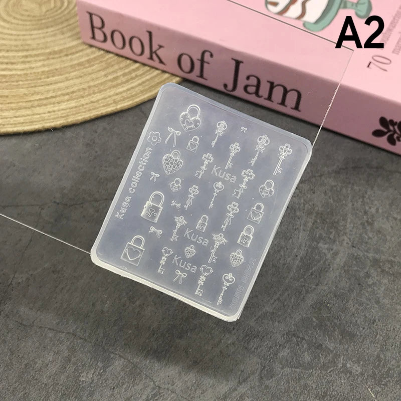 Butterfly Button Key Lock Silicone Nail Mold Decorations Accessories Nail Stamping DIY Manicure Art Tool Oasis Select A2