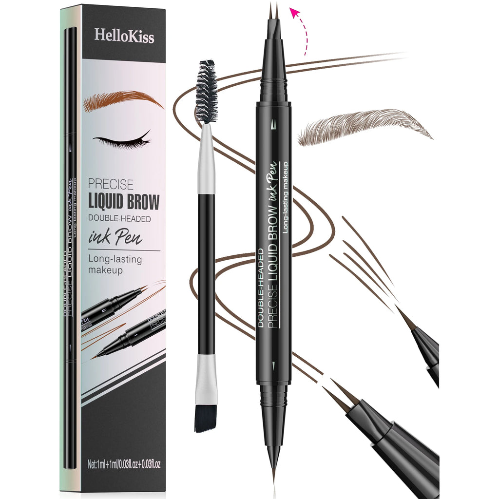 Hello Kiss Dual-Tip Waterproof Eyebrow Pencil – Smudge-Proof