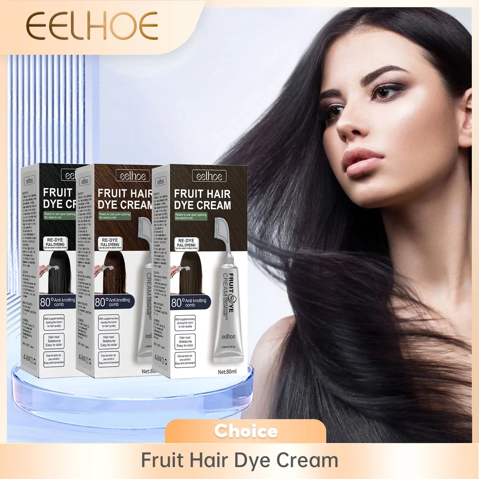 EELHOE Black Fruit Hair Dye Cream with Comb – Gray Coverage Hair Dye Cream Oasis Select