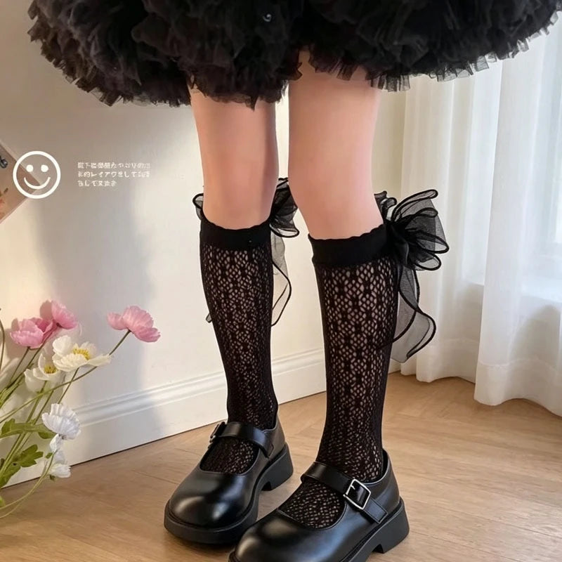 1-10PCS Summer Lace Ruffle Knee High Socks for Girls Moisture Wicking Breathable Princess Long Stockings for Kids Oasis Select