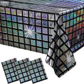 Retro Holographic Table Cover 70s Themed Party Decor Disposable Glitter Tablecloth Disco Ball Design for Bar Events Celebrations Oasis Select 1x2.7m
