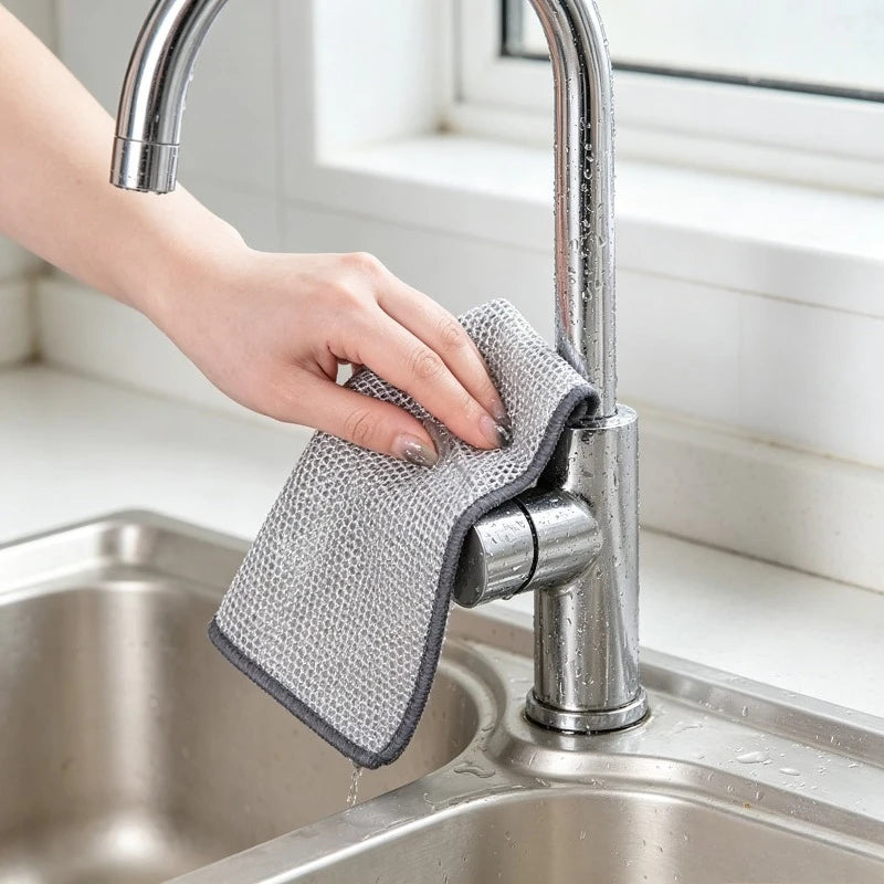 Double-sided Metal Wire Cleaning Cloth Oil Removal Kitchen Dish Rag Alternative To Steel Wool for Kitchen & Sink Mat Use Oasis Select