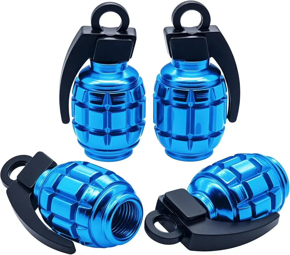 4PCS Colorful Tire Valve Stem Caps, Aluminium Alloy Tire Valve Stem Covers Universal Car Wheel Tire Valve Caps for Cars Trucks Oasis Select Sky blue-4Pcs