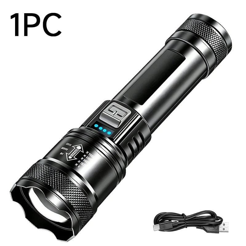 Tactical LED Flashlight 2000LM Zoom Torch | USB Rechargeable