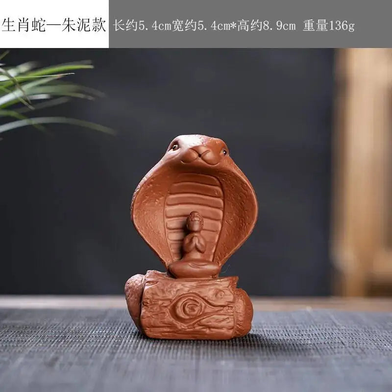 Zisha Twelve Zodiac Creative Tea Pet Ornaments Nurturable Tea Play Tea Accessories Cute Zodiac Small Ornaments Oasis Select Zhu Ni x Snake