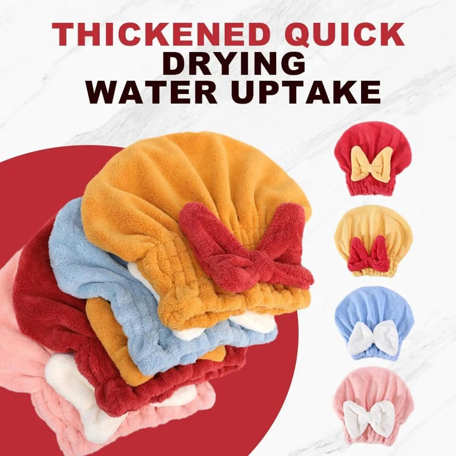 1Pc Hair Drying Towels Head Wrap with Bow-Knot Shower Cap Hair Turban HairWrap Bath Cap for Curly Long Wet Hair Drying Hair Oasis Select