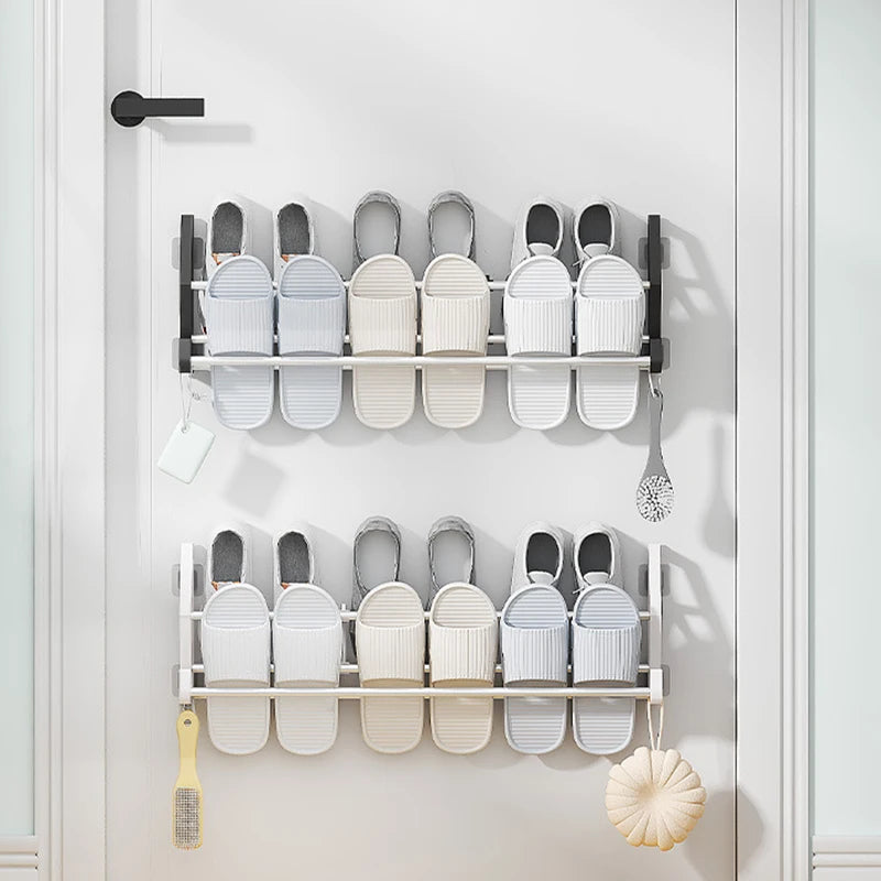 Wall-Mounted No-Drill Shoe Rack – Multi-Layer Slipper Organizer