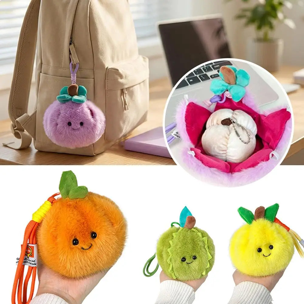 Peelable Fruit Plush Keychain – Stress Relief Toy & Bag Charm