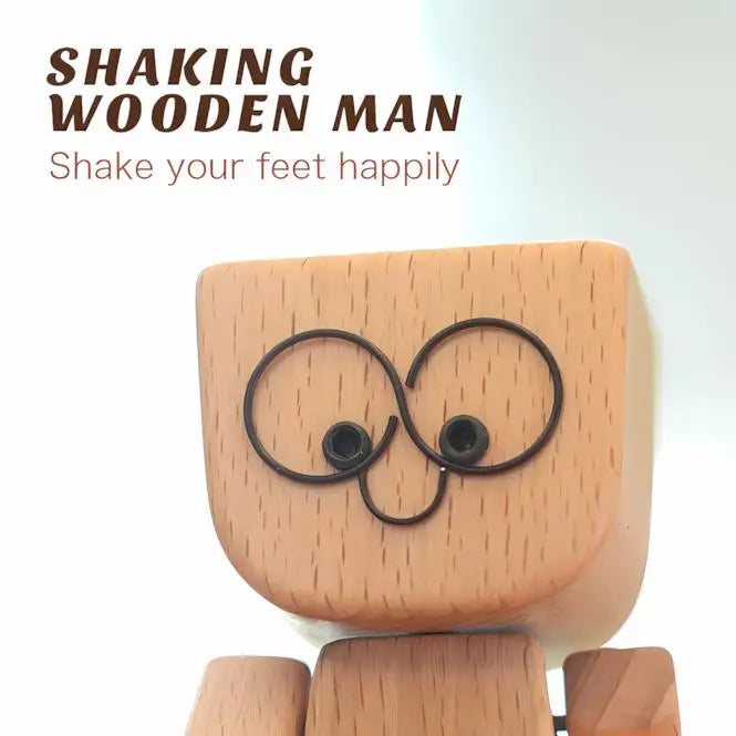 Shaking Wooden Man Car Dashboard Ornament | Magnetic Expressions