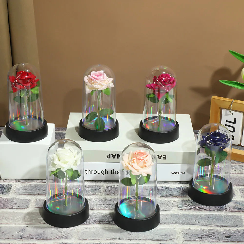 Eternal Rose Single Bouquet with Lamp Soap Valentine's Day Gift Led Lamp Tabletop Decoration Oasis Select