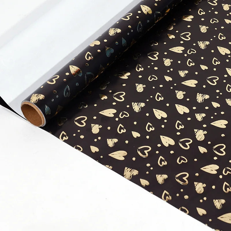 43x300cm Black Gold Gift Wrapping Paper Polka Bouquet Packaging Paper Christmas Valentines Day Birthdays Gifts Decorations Paper Oasis Select C