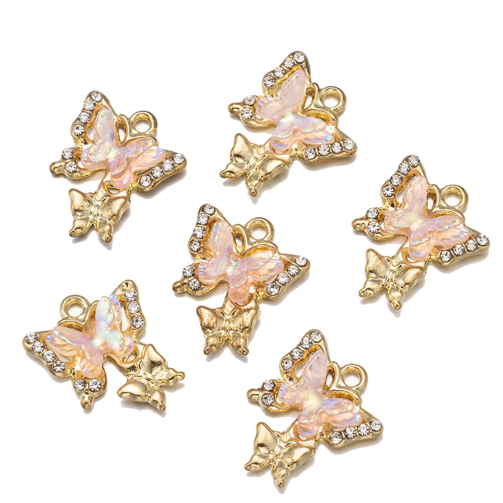 10pcs/Lot Animal Charms Butterfly Shape Pendant for DIY Earrings Bracelets Necklace Jewelry Making Accessories Findings Crafts Oasis Select KC Pink