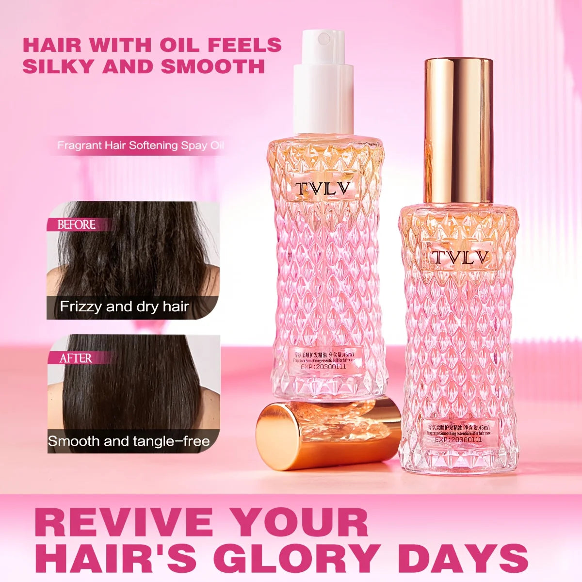 Romantic Fragrance Hair Care Essential Oil Spray, Fragrance Hair Conditioner, Smoothing Hair Oil Anti-Frizz, Moisturizing and Nourishing, Heat Protection, Long-Lasting Fragrance, Refreshing and Easily Absorbed Hair Care Spray Oasis Select
