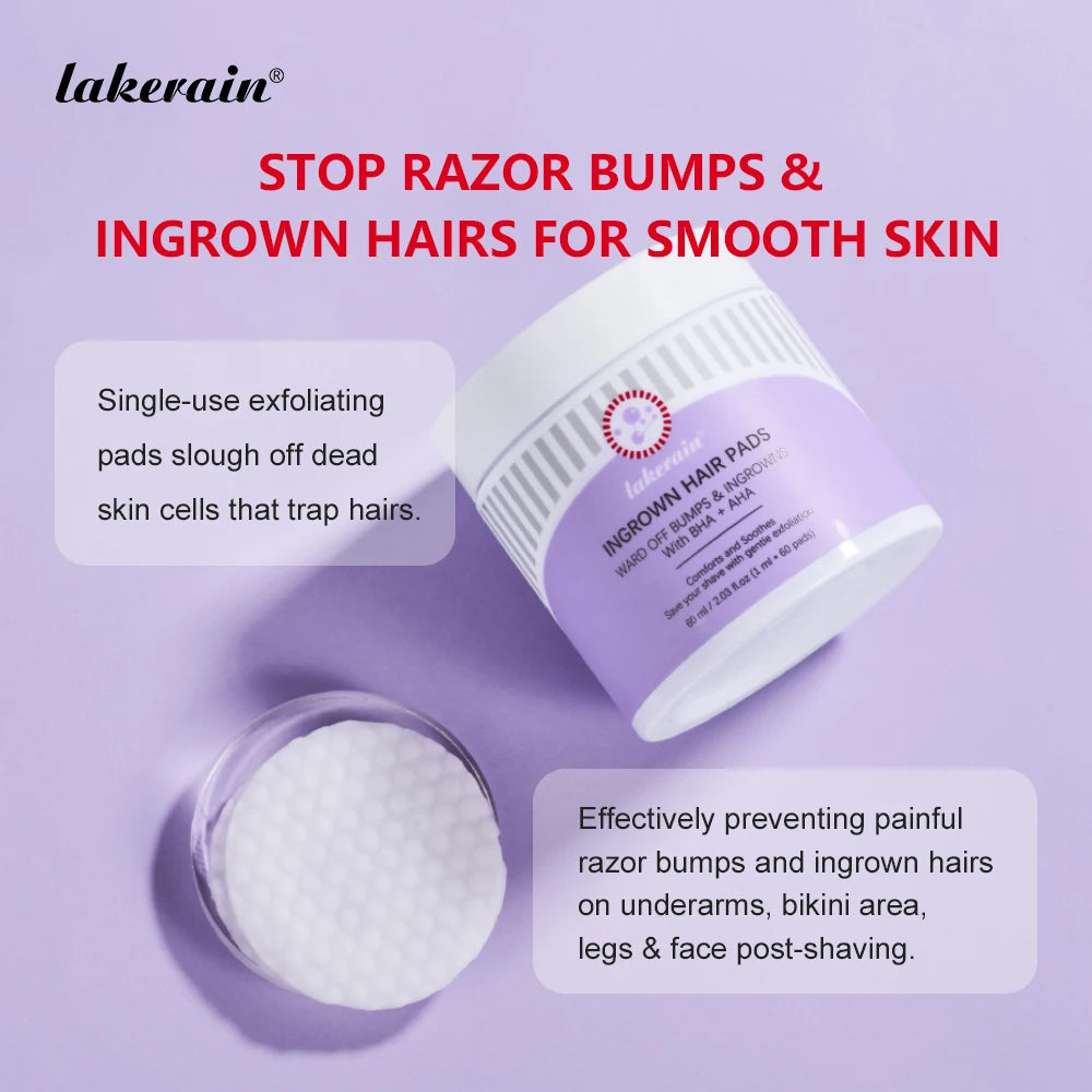 Ingrown Hair Care Pads Aftershave Treatment Powerful Gentle Formula Soothe Skin For Men & Women Underarms Bikini Area Face Neck Oasis Select