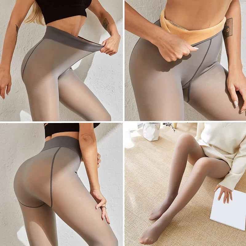 Winter Warm Leggings Sexy Slim Translucent Pantyhose Nylon Tights High Waist Elastic Thick Wool Sock Pants Women Thermal Legging Oasis Select
