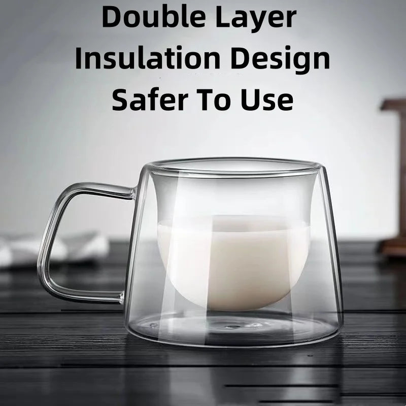1/2PCS Double Wall Glass Coffee Mug Heat Resistant Tea Milk Juice Coffee Water Espresso Cup Thermo Insulated Cup for Household Oasis Select