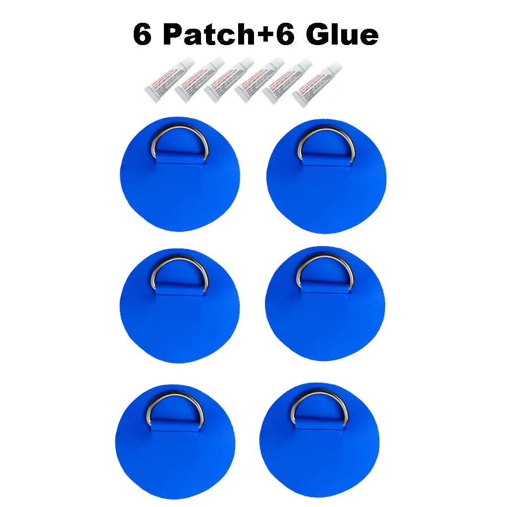 6.5CM D-Ring Patch for Inflatable Boat Kayak Dinghy SUP D-Ring PVC Patch Stand-Up Paddleboard Canoe Rafting Rope Ring Patch Oasis Select 6 Blue 6 glue