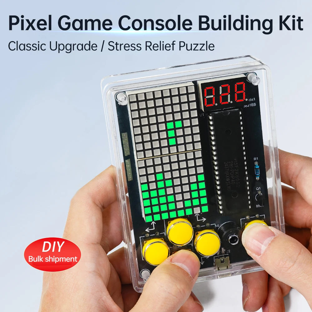 DIY Pixel Game Console Production Parts DIY Brazing Project Game Kit 51 Single Chip Game Console with Acrylic Shell USB Cable Oasis Select