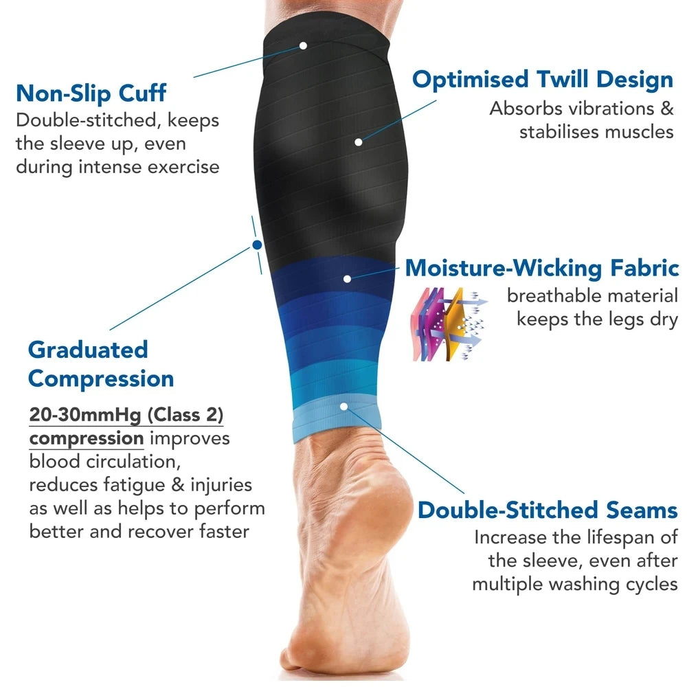 1Pair Calf Support Compression Sleeves for Women Men Running 20-30mmHg Footless Leg Socks Outdoor Sports Marathon Oasis Select