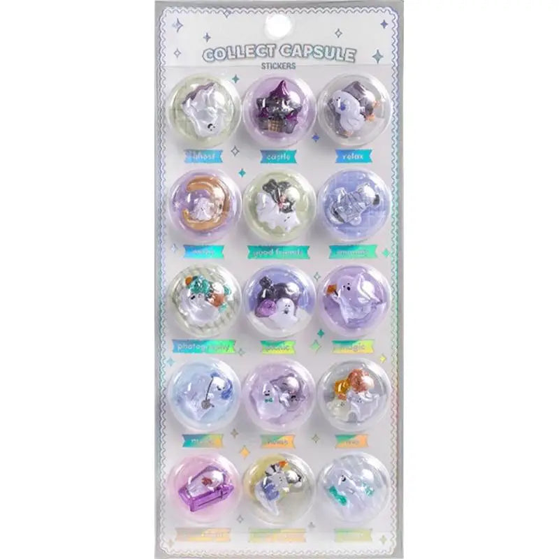 Creative 3D Capsule Embossed Crystal Sticker Kawaii 3D Relief Stickers Scrapbooking DIY Journal Cute Stationery School Sticker Oasis Select 02