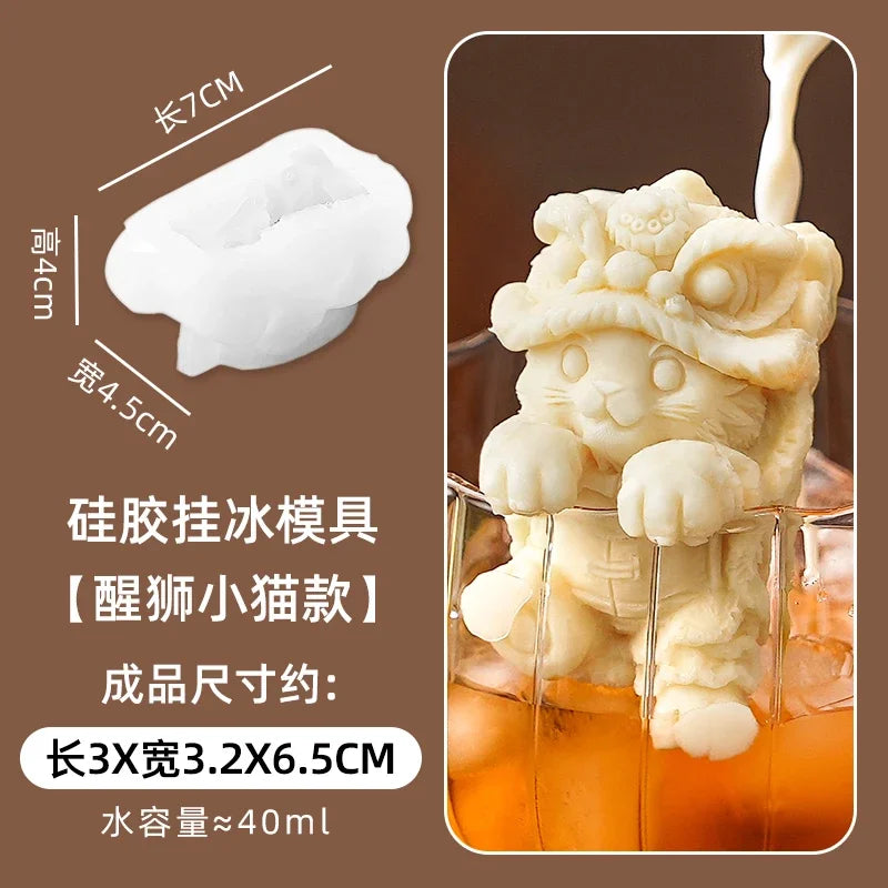 Home Lion Bear Ice Cube Mold Lion Pagoda Silicone Ice Lattice Coffee Milk Tea Refrigerator Creative Ice Grinding Tools Oasis Select E