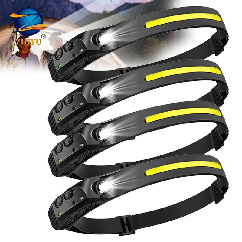 COB LED Rechargeable Headlamp – Motion Sensor & 6 Modes