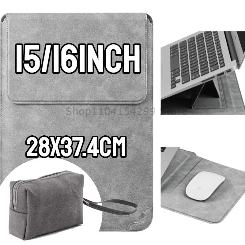 Laptop Sleeve Case 13 14 15 15.6 16Inch For Huawei HP DELL Bag For Macbook Air Pro 13 13.6 M4 Notebook Case with stand Men Women