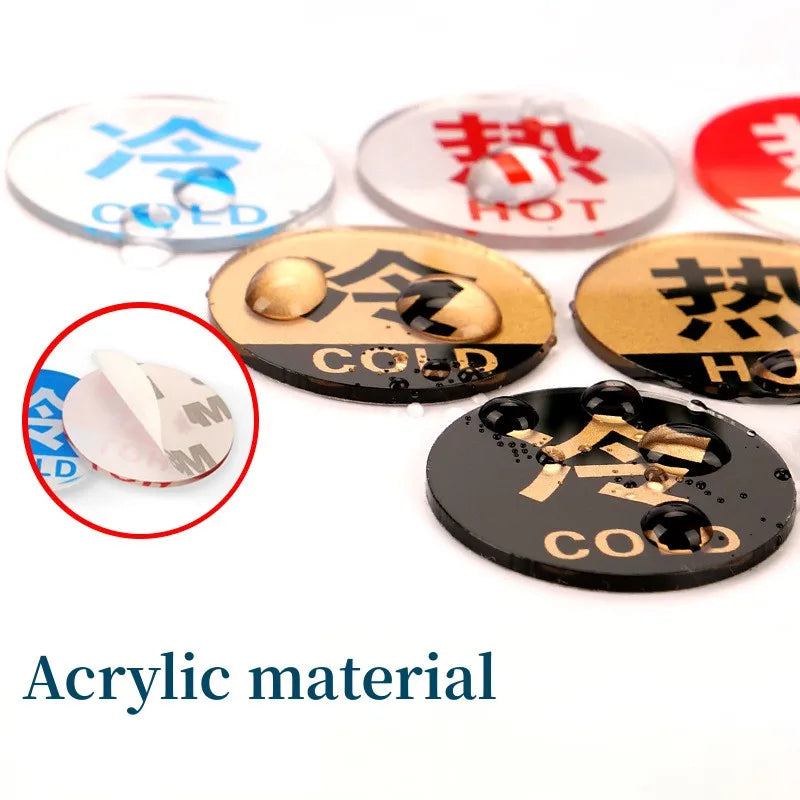Hot and Cold Signs Round Universal Easy to Use Sticker Self-adhesion Water Signs Label for Kitchen Bathroom Faucets Sink Oasis Select