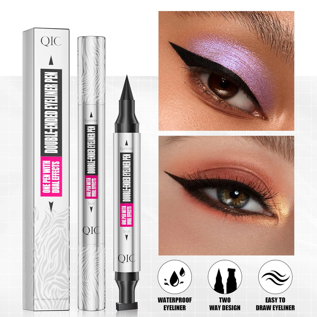 QIC 2-in-1 Eyeliner Stamp Pen – Waterproof & Quick Dry