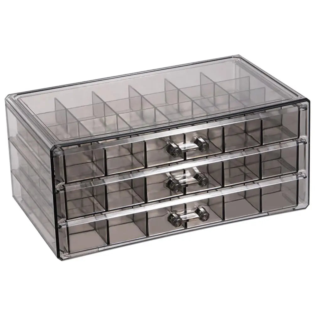 Multi-Compartment Jewelry Storage Box, Acrylic Transparent Earrings Drawer Box With Three-Layer 72-Grid High-Capacity Portable Oasis Select black 72-Grid