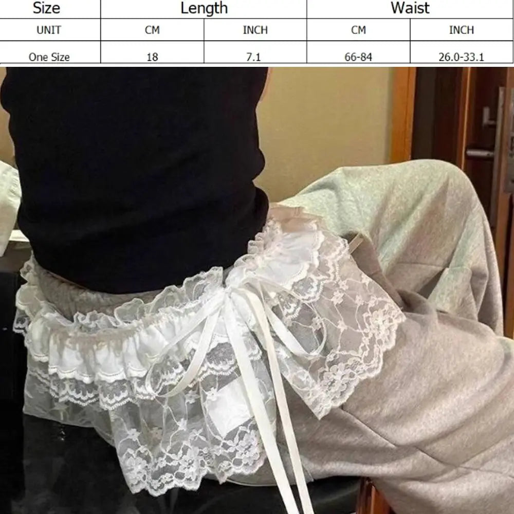New Embroidered Flower Lace Mini Skirt Y2K Streetwear See Through Ruched Skirts Harajuku Lace Up Ruffles Skirt Jeans Decoration Oasis Select