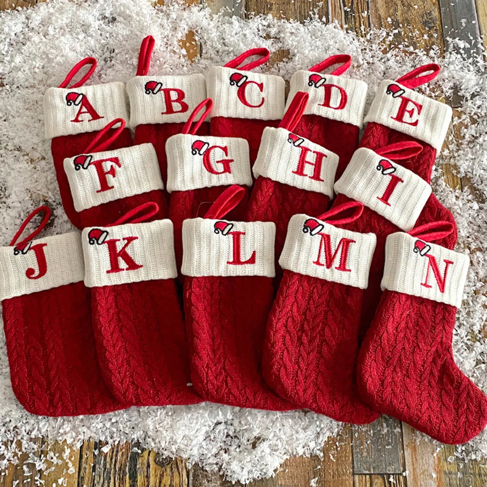 Personalized Knitted Christmas Stocking – Monogram Initial
