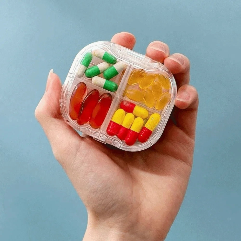 8-Compartment Portable Pill Organizer – Airtight Travel Case