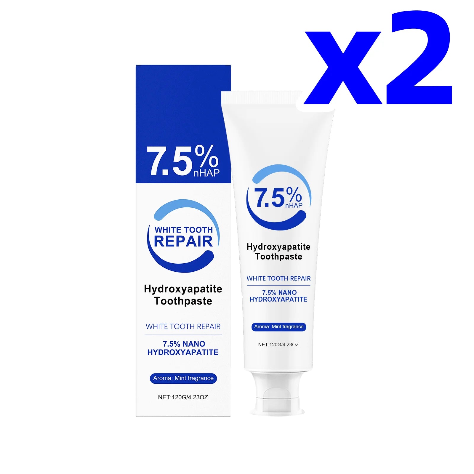 Peppermint Hydroxyapatite Toothpaste Reduce Bacteria Remove Stains Strengthen Enamel Care Sensitive Gum Fresh Breath Toothpaste Oasis Select 120g Boxed X 2PCS
