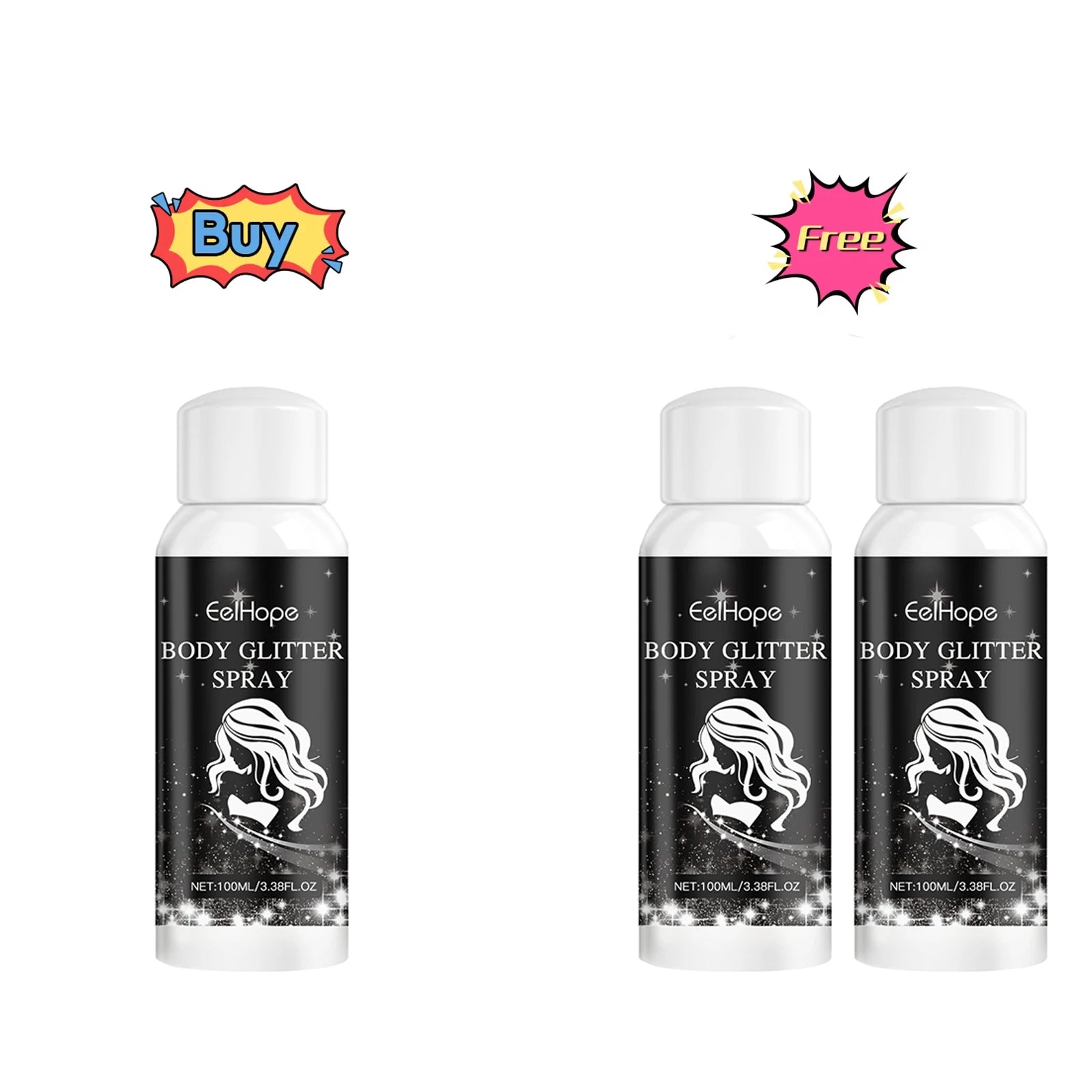 Quick Drying Universal Powder Spray Multipurpose Body Face Glitter Spray Clothes Highlighter Powder Gloss Shimmering Sparkle Oasis Select 3 X 100ml boxed