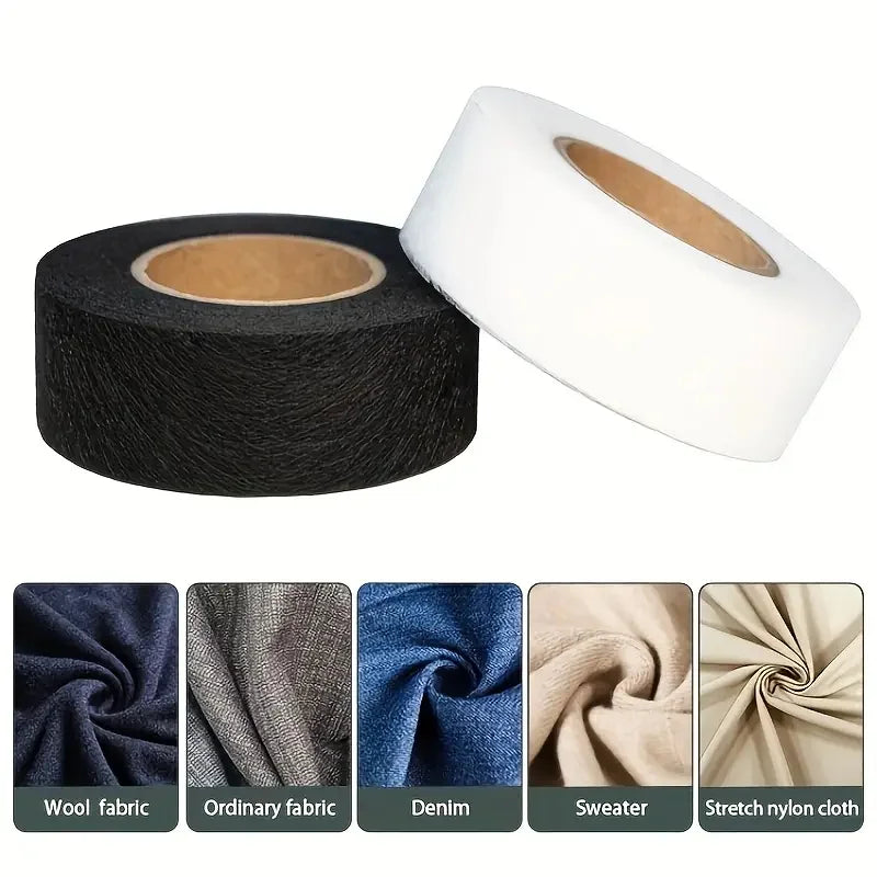 2Roll Black White Double-sided Interlining Adhesive Fabric Clothes Iron On Hem Tape Interlining Web DIY Sewing Patchwork Acces Oasis Select