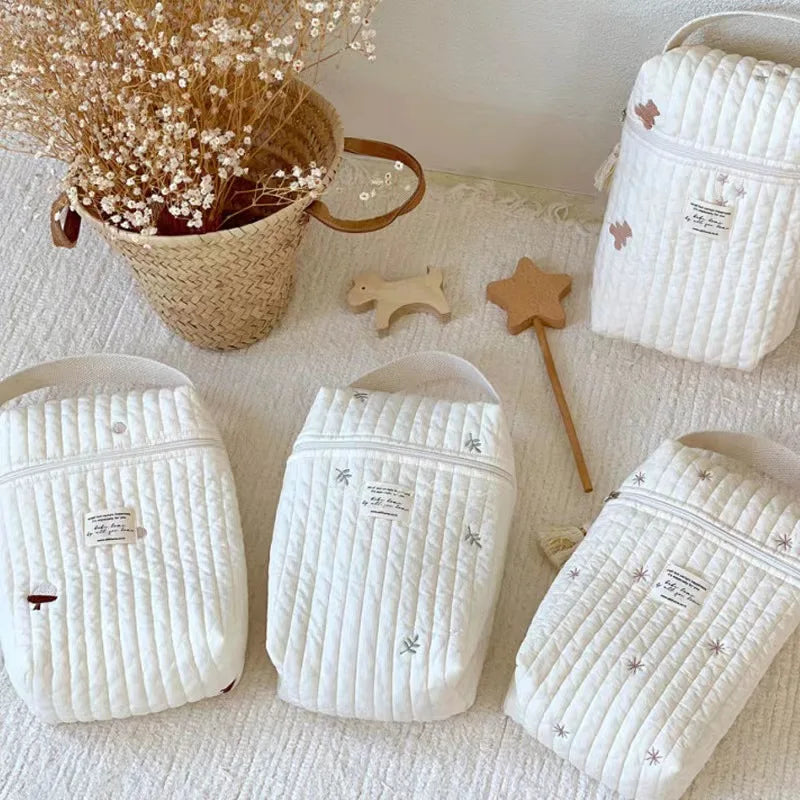 Portable Stroller Nappy Bag Quilted Baby Diaper Caddy Organizer Embroidered Mommy Bags Babies Accessories Changing Bag Storage Oasis Select