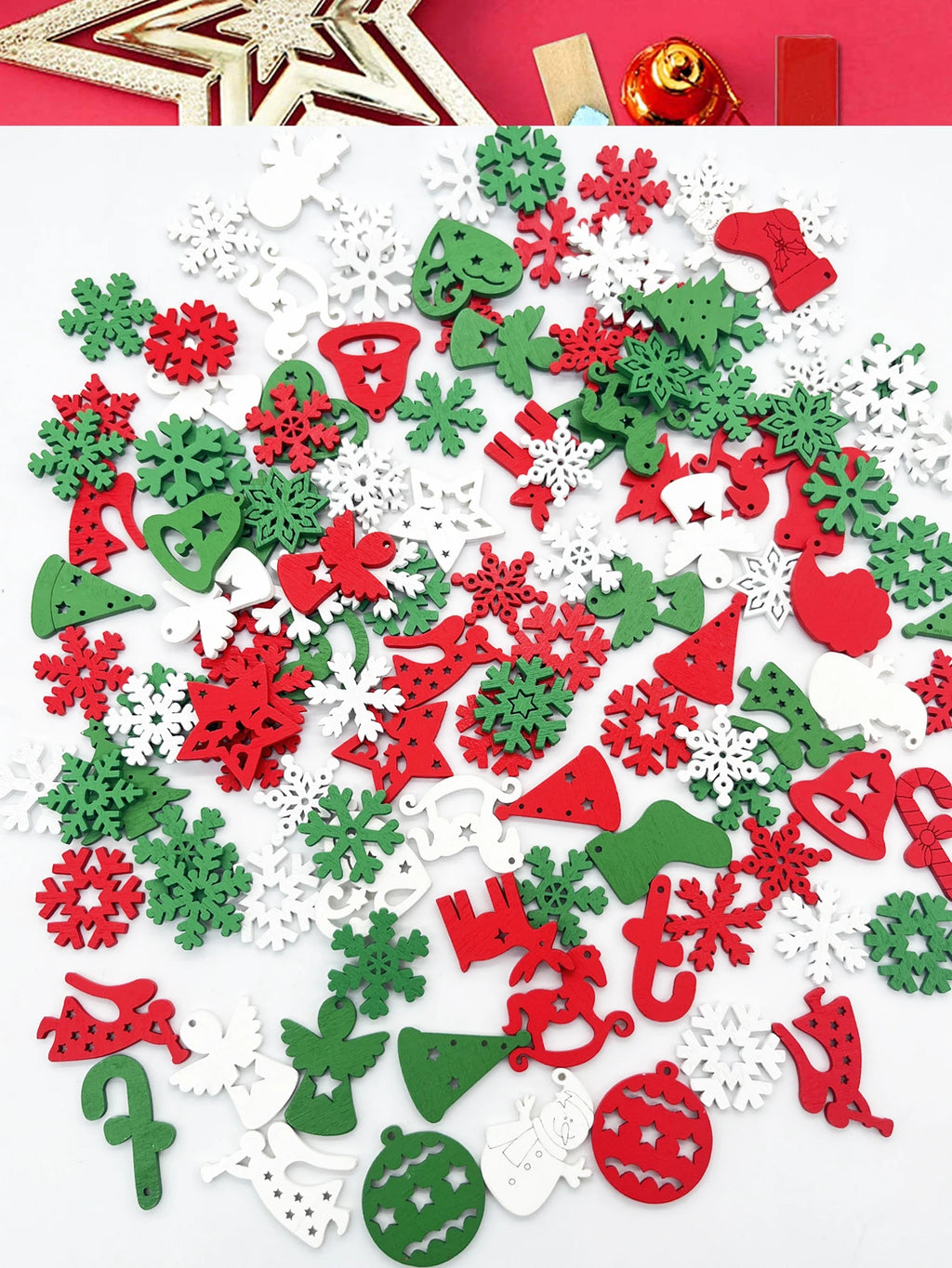 30 Pcs Christmas Wooden Ornaments – Santa, Snowflake & Tree DIY