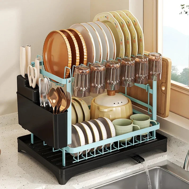 Bowl rack, kitchen rack, countertop, bowl and chopsticks drain basket, pink bowl rack, drain storage rack. Oasis Select