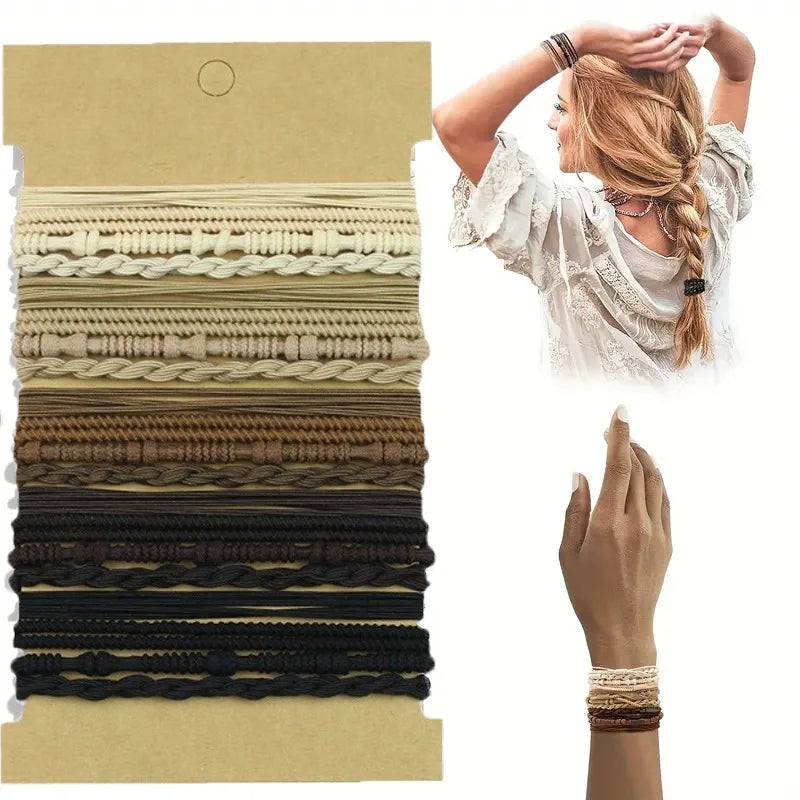 20pcs Boho Hair Ties Elastic Bracelets for Women Cute Hair Ties No Damage Ponytail Holders for Girls with Thick and Thin Hair Oasis Select A