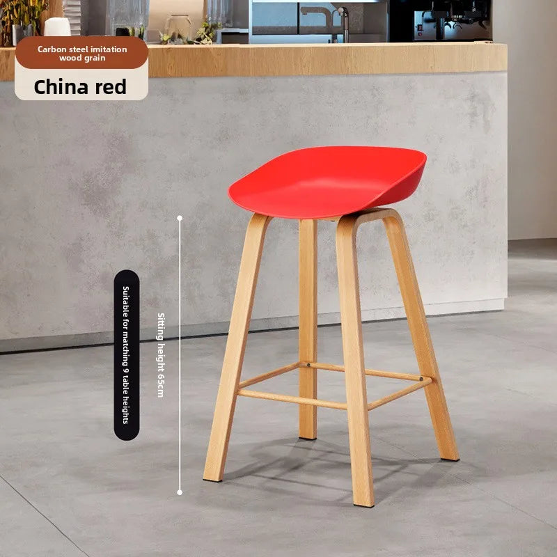 Nordic Bar Chair Modern Simple Bar Chair Wrought Iron Fashion Creative Restaurant High Stool Household Stool Front Desk Chair Oasis Select Red 65 2 pieces 1