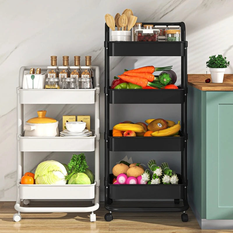 Kitchen Shelf Household Cart Multi-layer Movable Storage Rack Floor to Floor Bedroom Mobile Snack Storage Rack Oasis Select