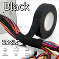 9/15/19/25mm Flame Retardant Flannel Tape 1 Roll Car Wire Cable Wiring Harness Automotive Anti-squeak Noise Reduction Oasis Select Black-19x15