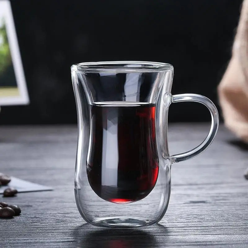 Double Wall Glass Cup Transparent Heat Resistant Milk Water Mini Whisky Cup Espresso Coffee Cup Bar Drinkware Gift Oasis Select