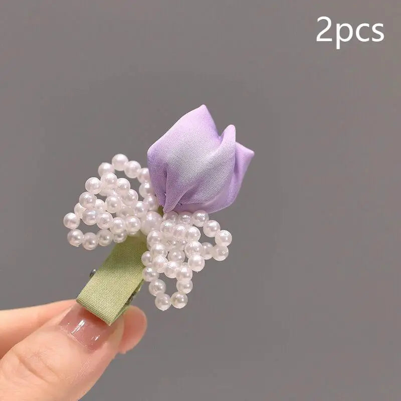 Tulip Pearl Hair Clips for Women & Girls – Set of 2 Hair Clip Oasis Select Purple