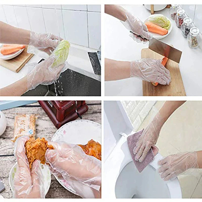 Clear Disposable Gloves Transparent Plastic Gloves Latex Free Food Prep Safe Gloves for Cooking Cleaning BBQ Kitchen Things Oasis Select