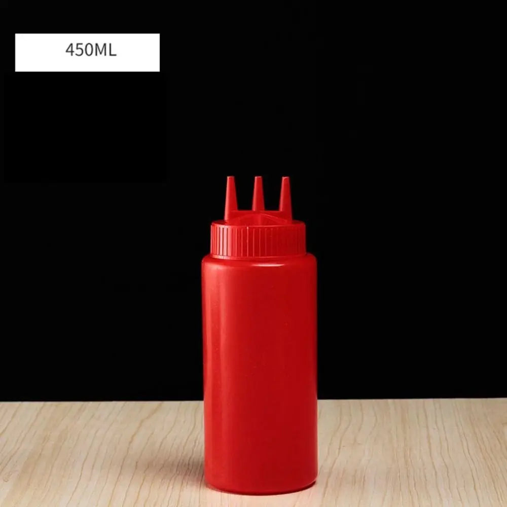 New Plastic Squeezing Sauce bottle Graduated Squeezable Gravy Boats Tableware Reusable Jam Container Oasis Select Red-450ml