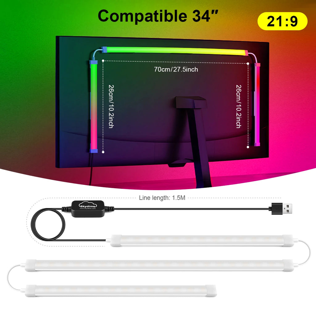 Monitor Ambilight Lights PC Display Gamer Ambient RGBIC Strip Desktop Computer Screen LED Backlight 5V USB Software Control Oasis Select For 34 inch monitor