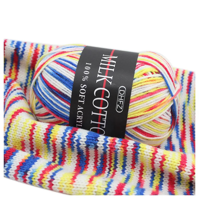 DIY Three Strands Graded Section Dyed Wool Medium Fine Cotton Thread Hand Crochet Doll Milk Cotton Thread Crochet Yarn Oasis Select